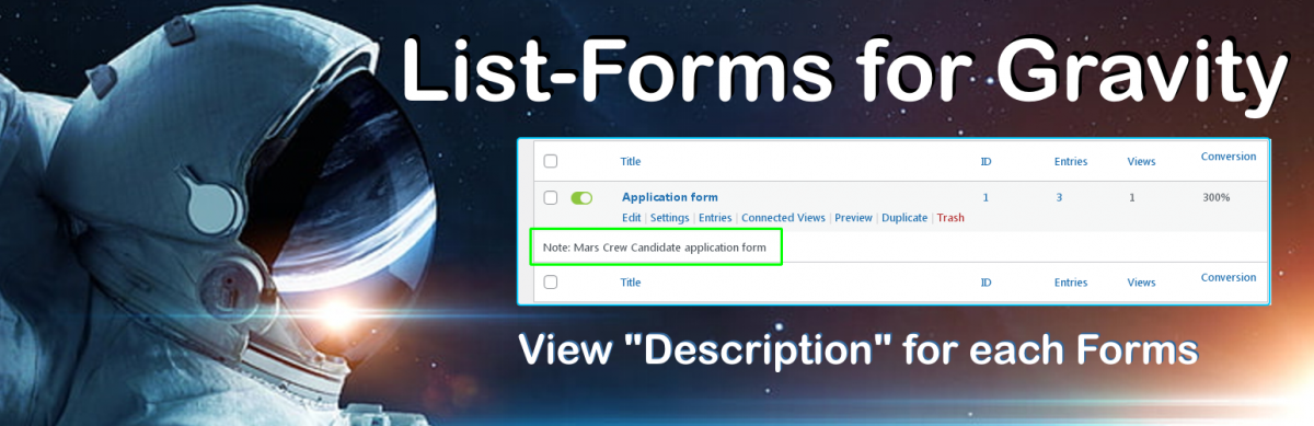 List-Forms for Gravity