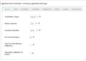 Lightbox Plus Colorbox. Settings